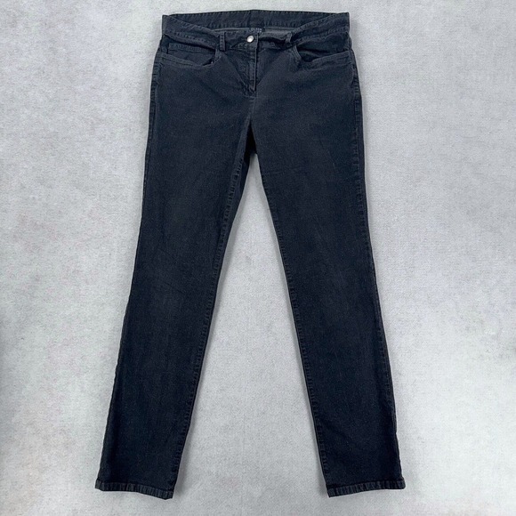 Eileen‎ Fisher Waxed Denim Straight Jeans Black Stretch Denim Womens Medium - Picture 1 of 13